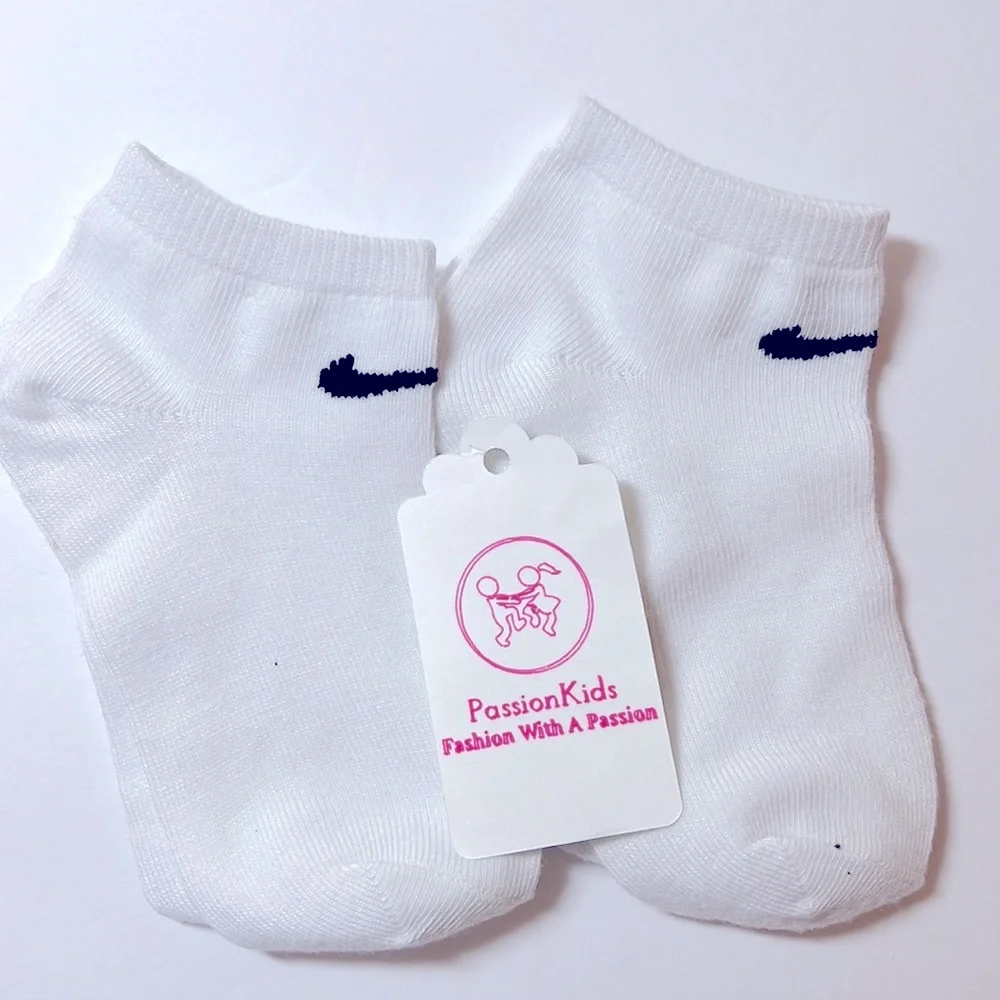 2 pair Nike Kids Logo Socks (Infant/toddler) White 12-24 Months - Picture 3 of 3